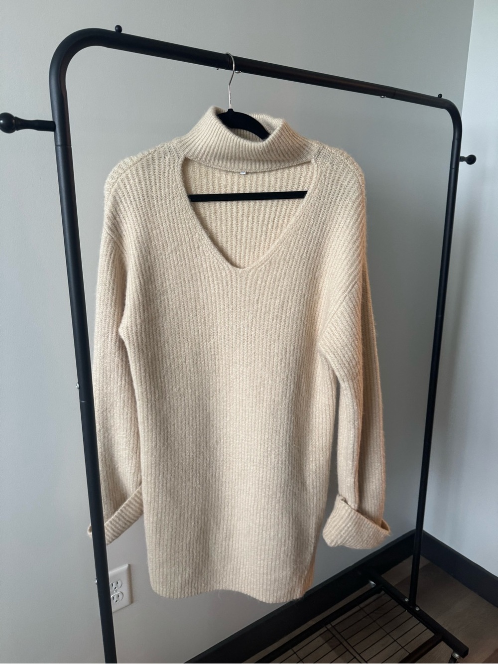 Women’s Cream V-Neck Sweater Dress
